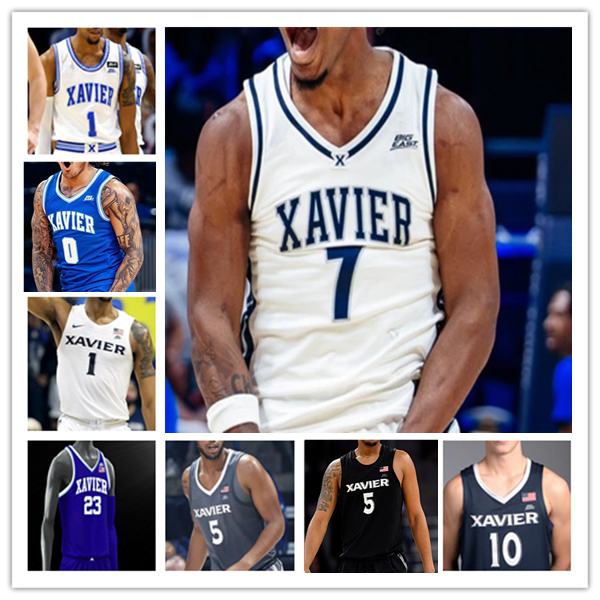 Jovan Milicevic Xavier Musketeers Maillot de basket-ball Tre Carroll Malik Messina-Moore Roddie Anderson III Filip Borovicanin All Wright Isaiah