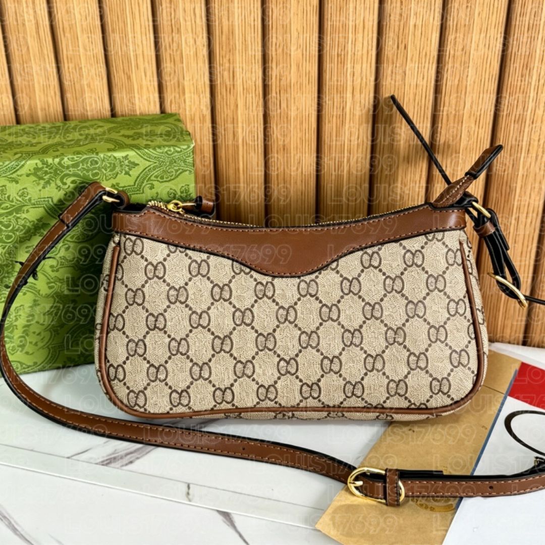 top Luxury Women Vintage Geometric Print Shoulder Bag Retro PU Leather Underarm Bag Zipper Closure Crossbody Purse Adjustable Strap Ladies Shopping