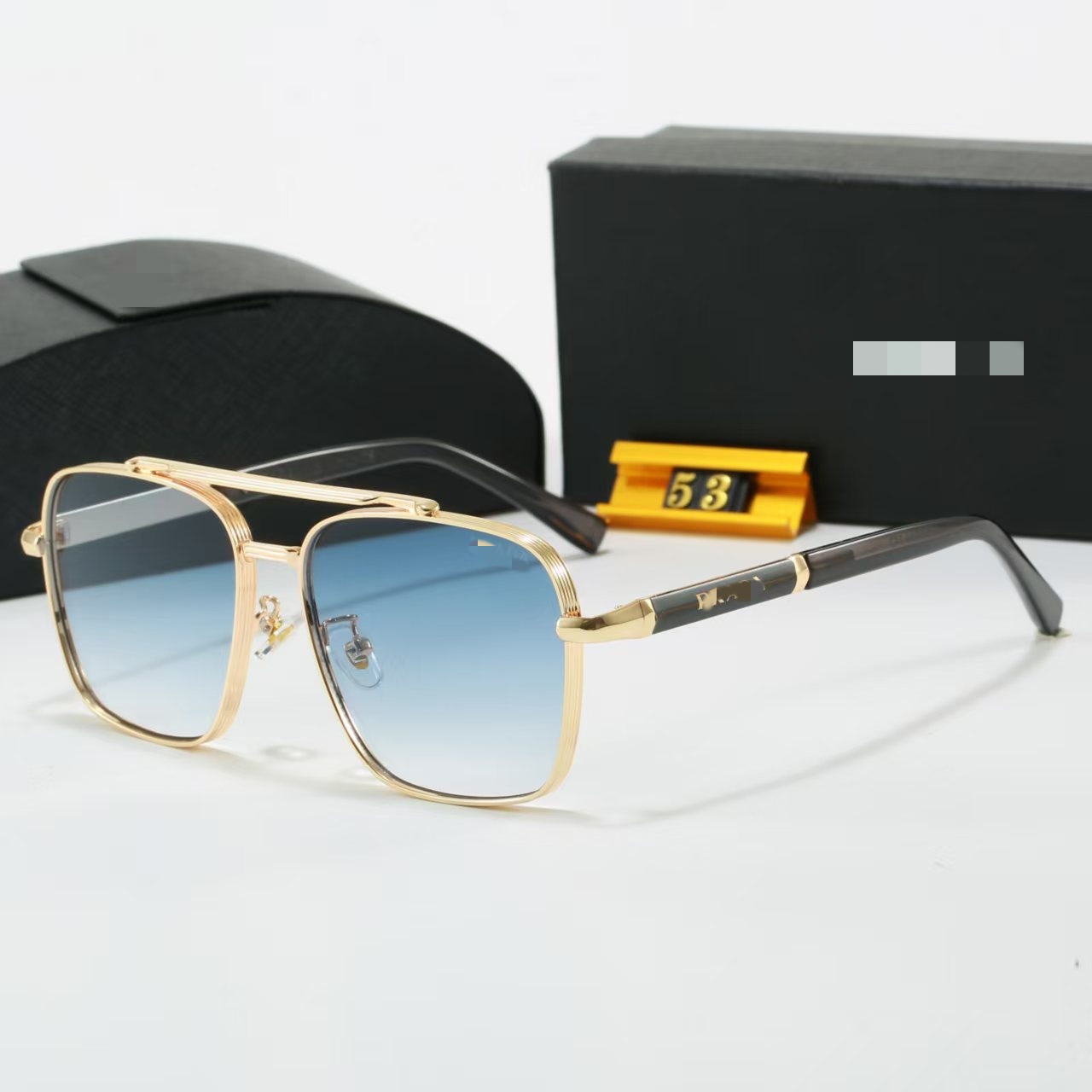 Blue Fashion Designer Sunglasses for Men Unisex Sport Buffalo Horn Glasses Women Rimless Sun Eyeglasses Silver Gold Metal Frame Rectangle Coating Ey