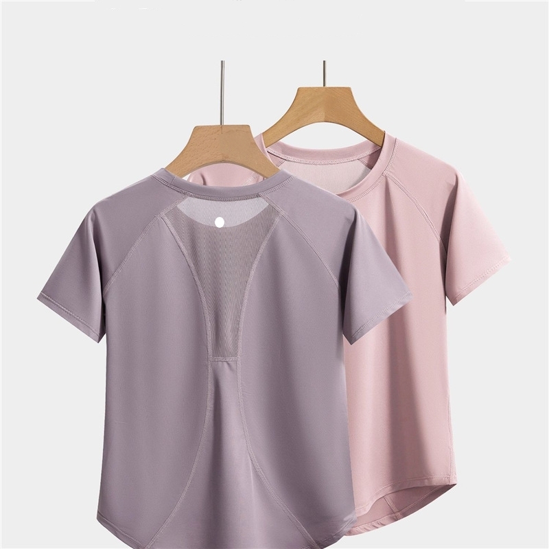 L6533 Women's Summer Sports Top Loose-Fitting Slimming Yoga Top with Short Sleeves Professional Running and Fitness Training Top