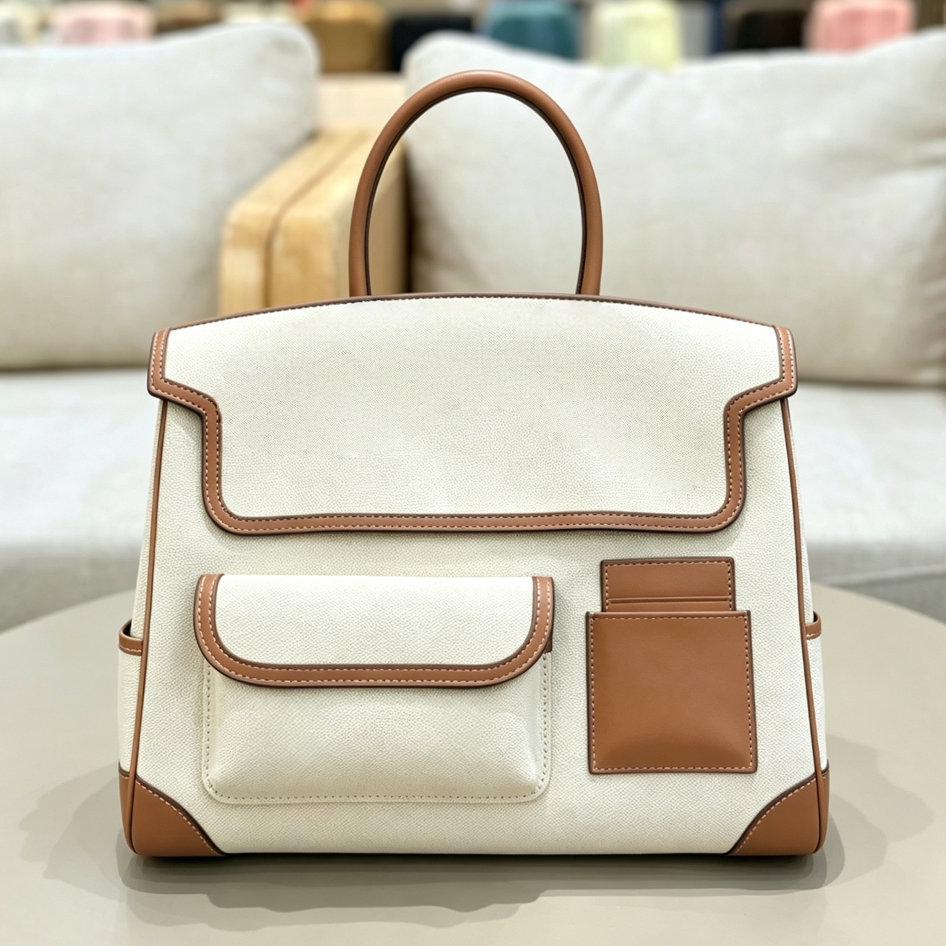 Designer Luxury H Brand Retro Canvas & Genuine Leather Handbag,7A High Quality Leather Bag,BK35cm Fashion Ladies Commuter,Shopping & Travel Bag,Dail
