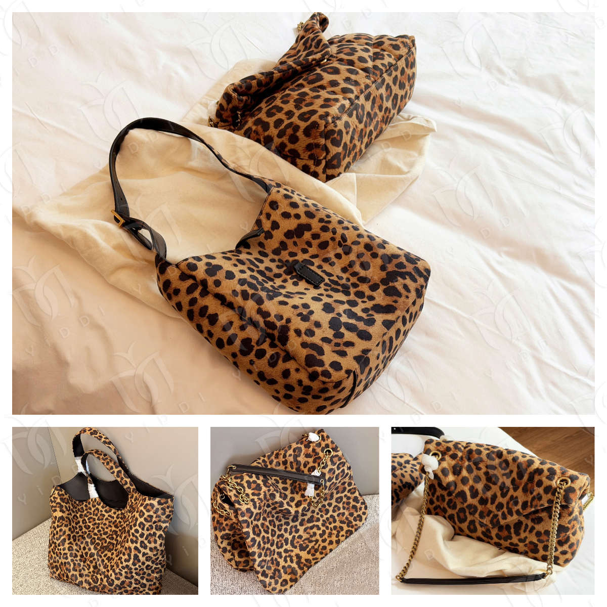 Vintage Leopard Print Designer bag Women Trendy Leopard Hobo bag Oversized Slouchy Shoulder bag Soft Cloud bag Fashion Animal Print Tote bag Street