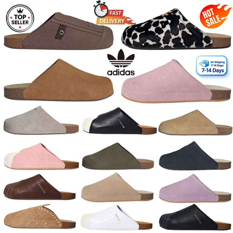 Adidas Designer Boston Clogs Designer Mules Slippers for Women Men Suede Leather Cork Footbed Slip On Closed Toe Clogs Vintage Casual Flat Shoes Mul