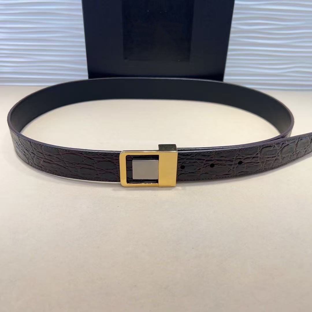 brown belt AAAAA belt square-button belt double-sided belt cowhide with crocodile pattern belt designer belt classic belts for women belts designer