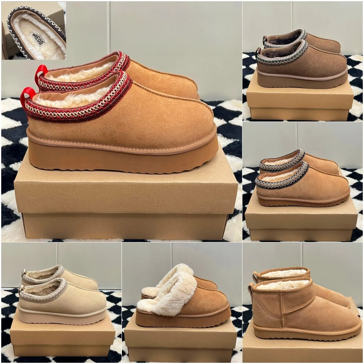 MEOD Slippers Designer Shoes Platform Slides Snow Boots Womens Ultra Mini Chestnut Wool Slides Fluffy Leather Women Slider Best Quality Fast Ship wi