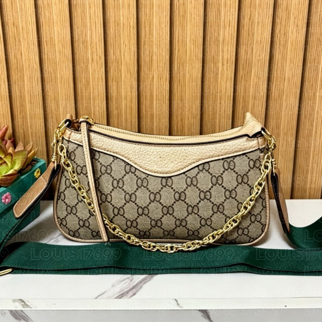 top Luxury Women Vintage Geometric Print Shoulder Bag Retro PU Leather Underarm Bag metal chain Zip Crossbody Purse Adjustable Strap Ladies Shopping