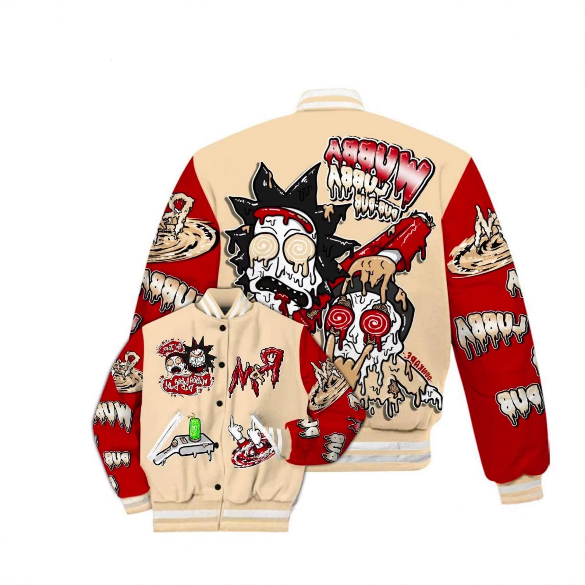 Amazon Hot-Selling Couple Jacket European and American Court Style 3D Printed Baseball Jacket Customizable One-Piece Dropshipping Single-Breasted Sw