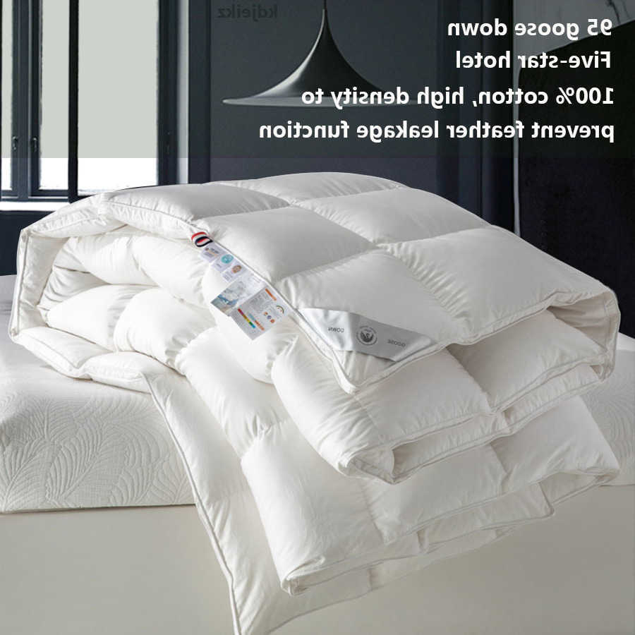 100% Cotton White Goose Down Comforter Winter Warm Duvet Insert Box Stitched Fluffy Lightweight Bedding Queen King Full Twin L260907