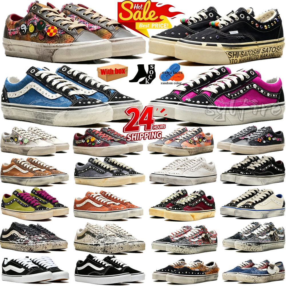 With Box Designer Shoes Pearlized Pearl Shoes Knu Old Skools Souvenir Sneakers Sport Chaussures Trainers for Men Women Luxury New 35-45