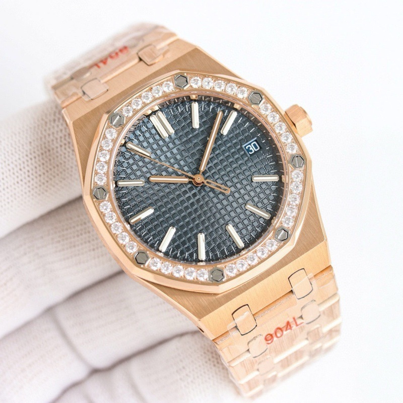 New men's fully automatic mechanical watch with stainless steel strap featuring octagonal diamond bezels. Wholesale of high-quality diamond wri