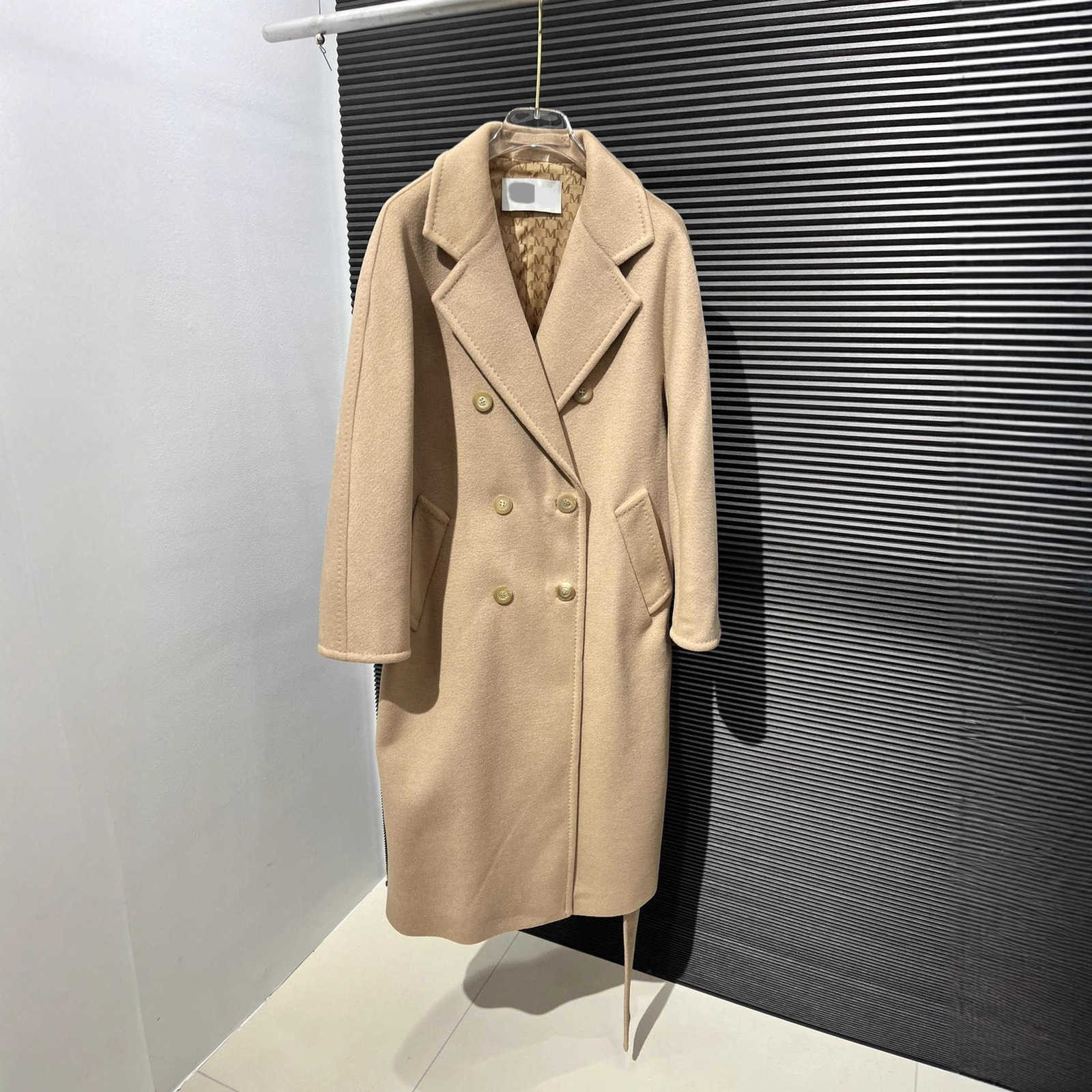 designer Women's Wool & Blends Fall/Winter MAX Classic Double-Breasted Cashmere Coat Long High-Quality for Women