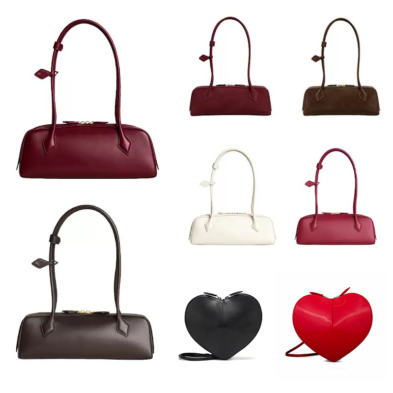 2026 Luxury Designer Long Profile Baguette Bags High Quality Women Love Heart Shaped Purse Double Long Top Handle Shoulder Bag Chic Rectangle Undera