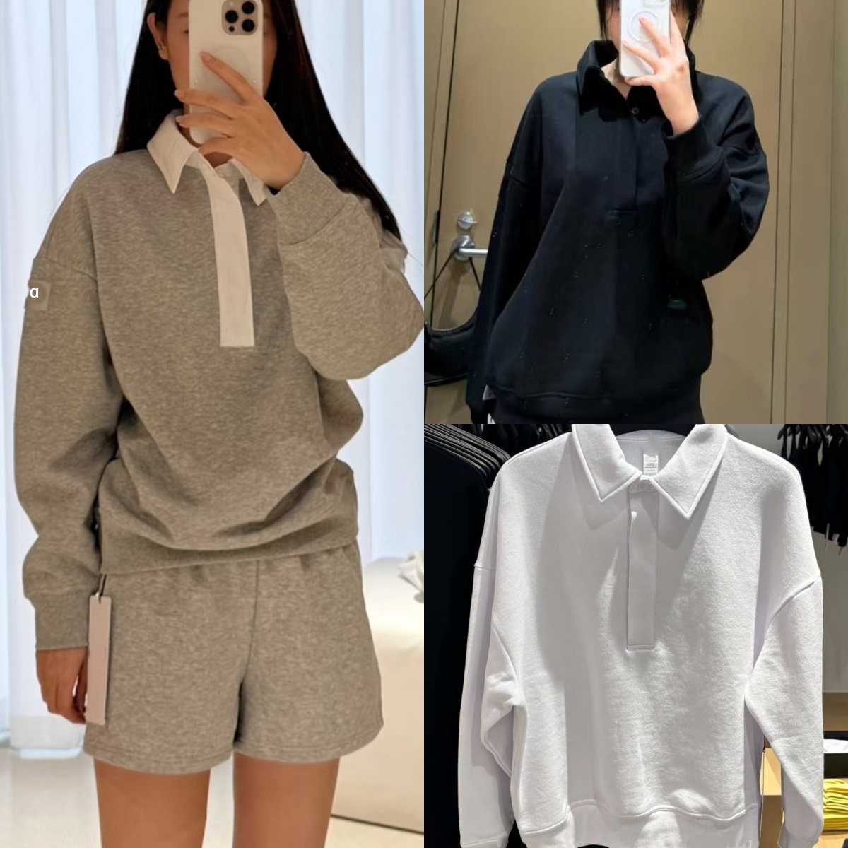 A2870 Femmes coupe ample à manches longues sweat femmes polos Fitness décontracté Sport pull avec effet minceur sportif pull haut