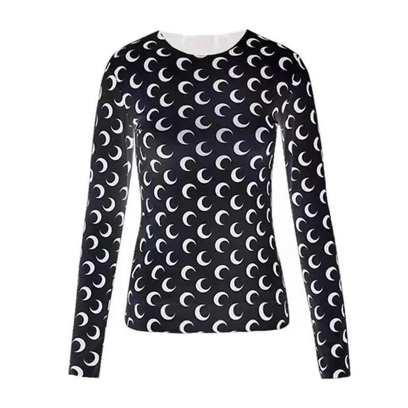 2026 New Women's Designer Moon Print Long Sleeve Shirt and Leggings Set Sexy Graphic Classic Fashion T-Shirt Marinely Serre Style