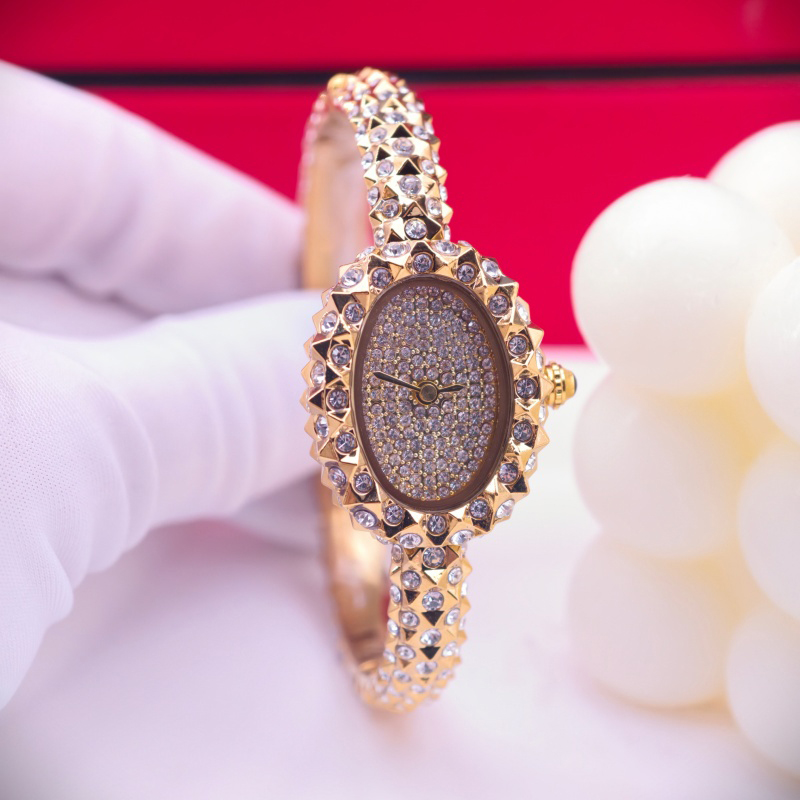 Marque montres à Quartz belles femmes fille dames ovale jolie exquise diamant cristal Style montre bracelet en acier horloge CA228