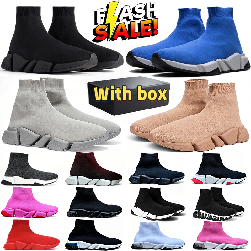 Designer Casual Chaussette Chaussures Paris Hommes Femmes Plate-forme Hommes Mesh ComfortSole Respirant Entraîneur Noir Glitter Tricoté Triple Sn