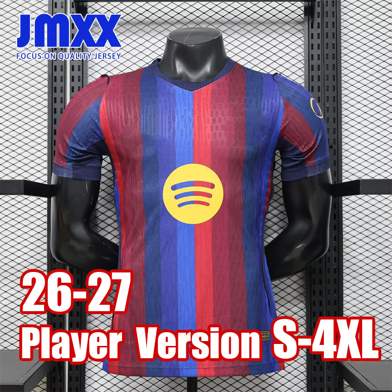 4XL 3XL XXXL JMXX Player Version 26 27 Barcalonal Soccer Jersey Home Away Special Pre Match Training Styles Uniforms Mens Jerseys Man Football Shirt