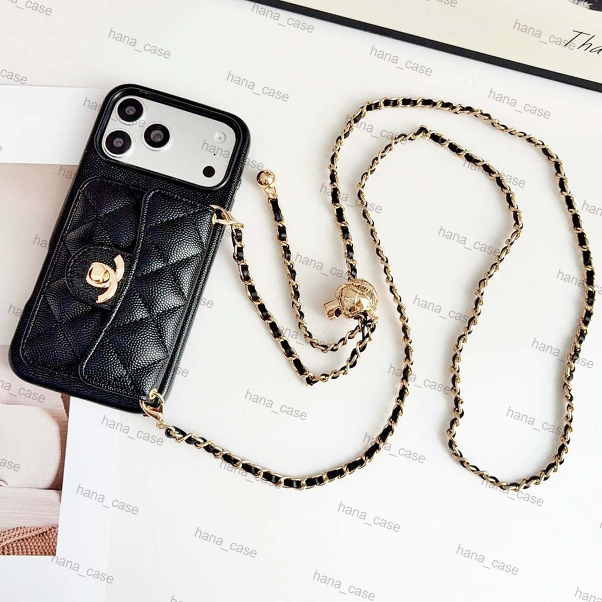 Designer Phone Case for iPhone 18 17 Pro Max 16 15 14 Leather Crossbody Chain Luxury Phone Case Wallet with Card Holders for Women Men Shockproof Co