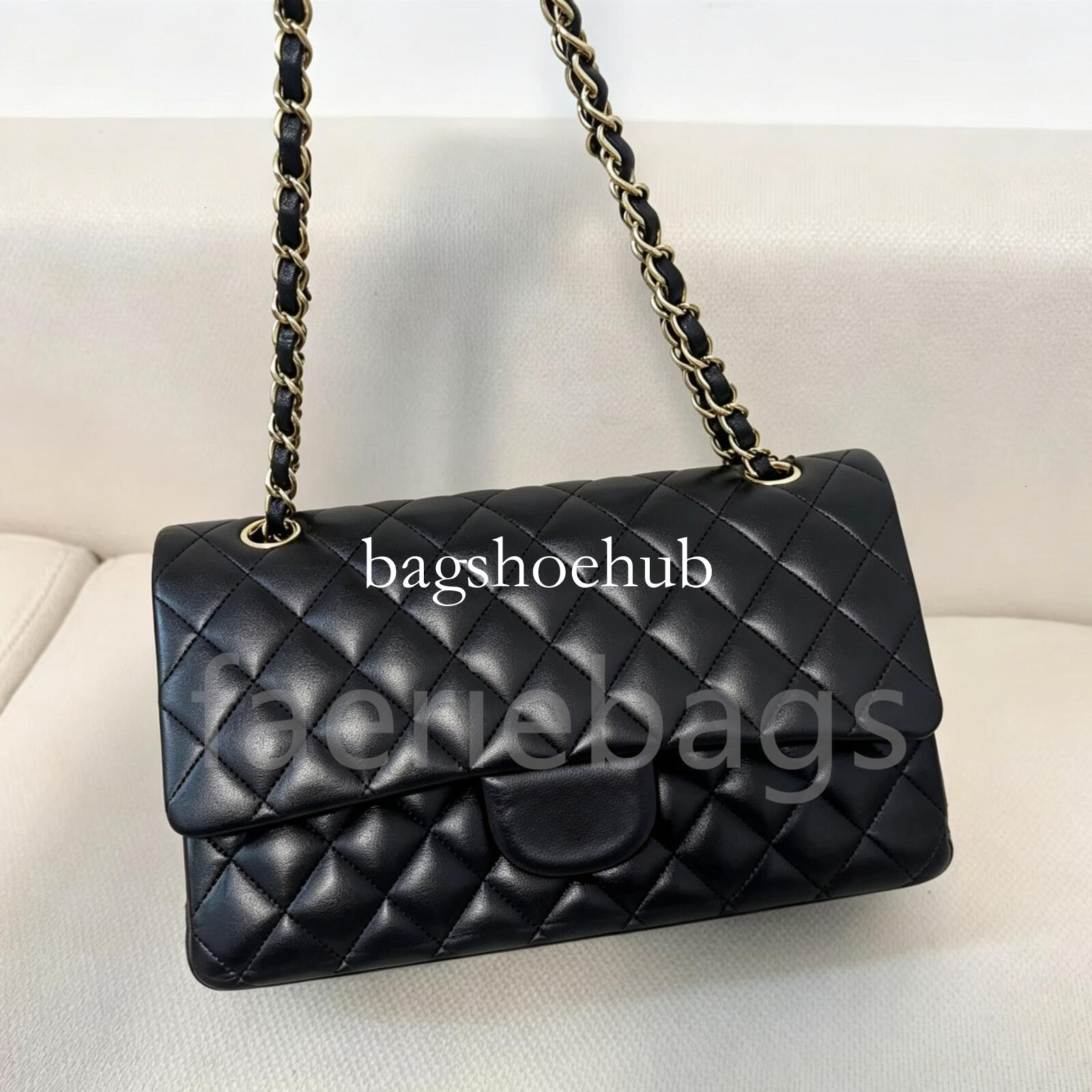 Womens Classic CC Flap Quilted soft leather Bags cf Gold Hardware Turn Lock Crossbody Shoulder Handbags Black 25cm tote sac Designer Luxury 10a purs