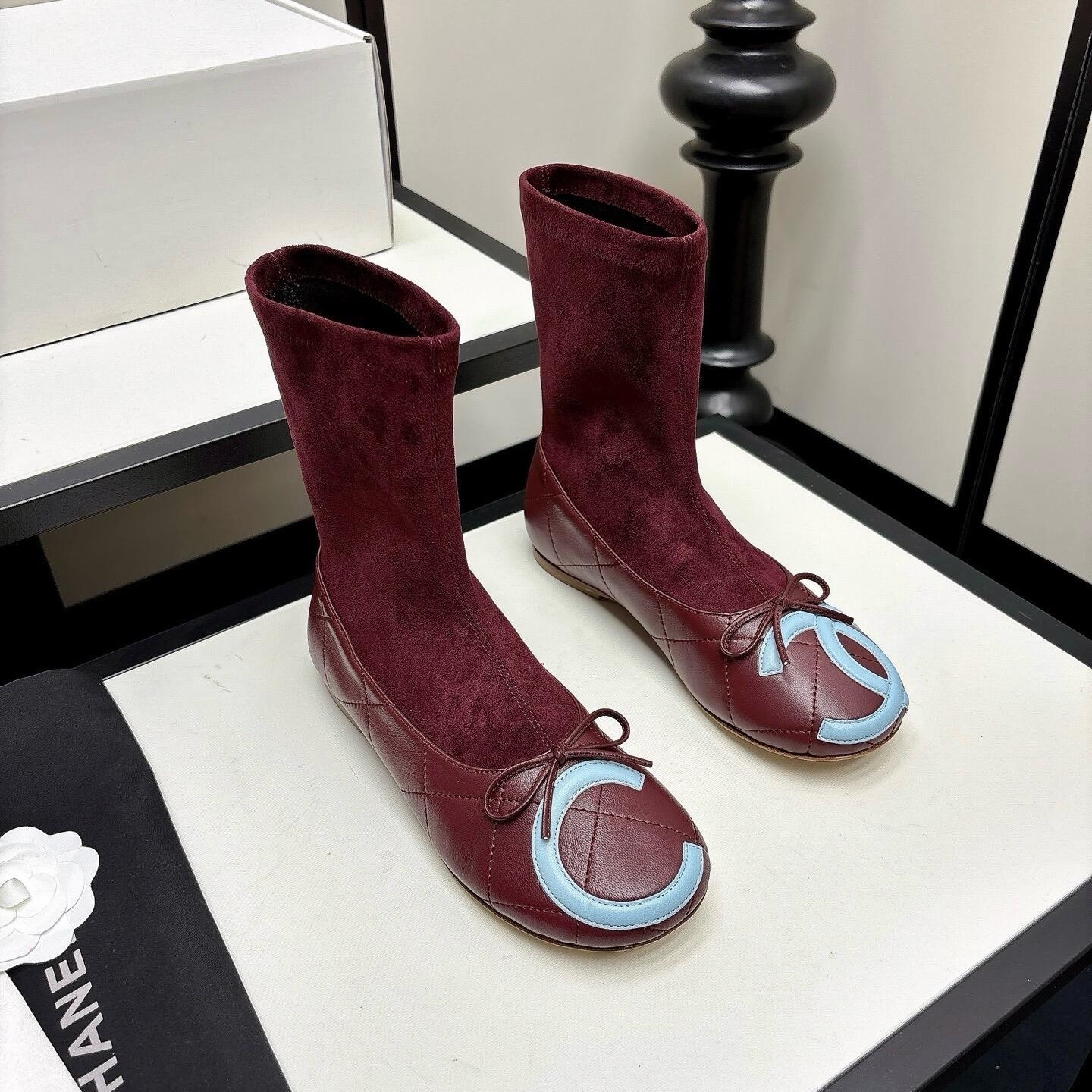 Boot Woman Designer Luxury Shoe Calf Knit Sock Fashion Leather Outdoor Casual Street Wear Trendy Rubber Model Indoor Formal Modern Vintage Professio