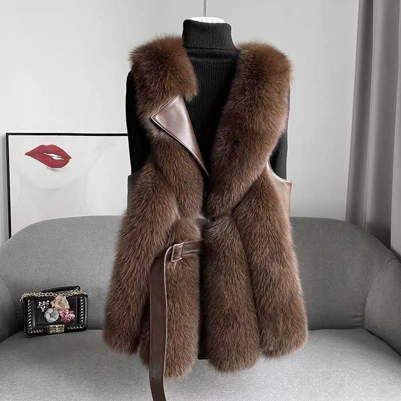 Autumn 2025 Spring Winter New Imitation Fox Fur Vest Women's Medium Long Vest Jacket High-end Fashion Female Casual WaistcoatT260907