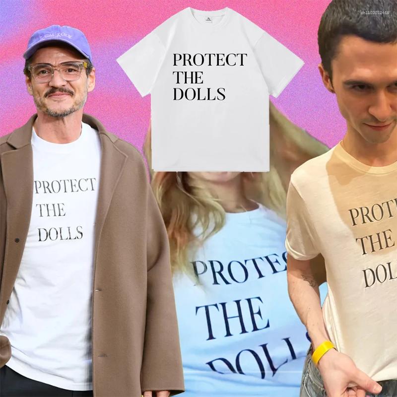 Men's T Shirts Protect The Dolls Letter TShirt Fashion Men/women Clothing Retro Harajuku High Quality Clothes Cotton TShirts For Day Gifts