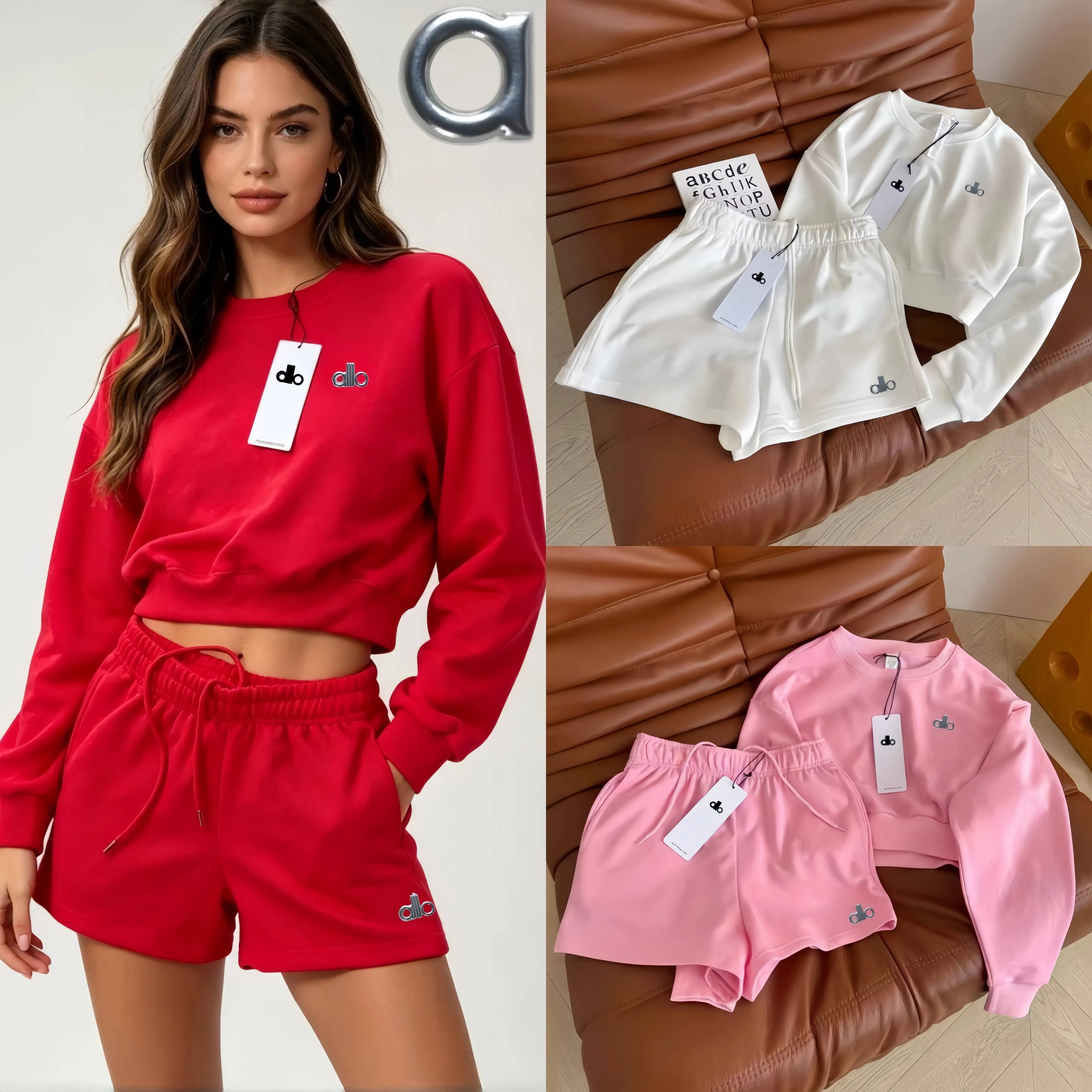 Womens Designer Clothing Tracksuit Women Top Short Sportswear 2 Piece Set Women Yoga Sweatshirt Sweatpants Set Crew Neck Long Sleeve Loose Yogas Hoo