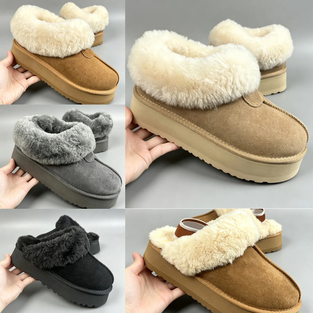 UGTazz slippers Tasman fur slippers designer classic ultra mini platform boots chestnut mustard seed sand men's and women's slippers suede
