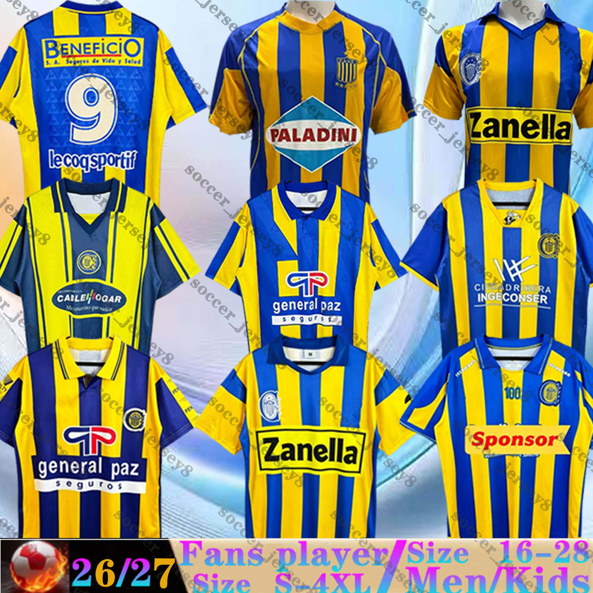 Rosario Central 2026 2027 Maillots de football 95 96 98 1999 2006 2007 Uniformes rétro pour hommes 100e DI MARIA QUINTANA LOVERA BRAVO 26 27 Chem