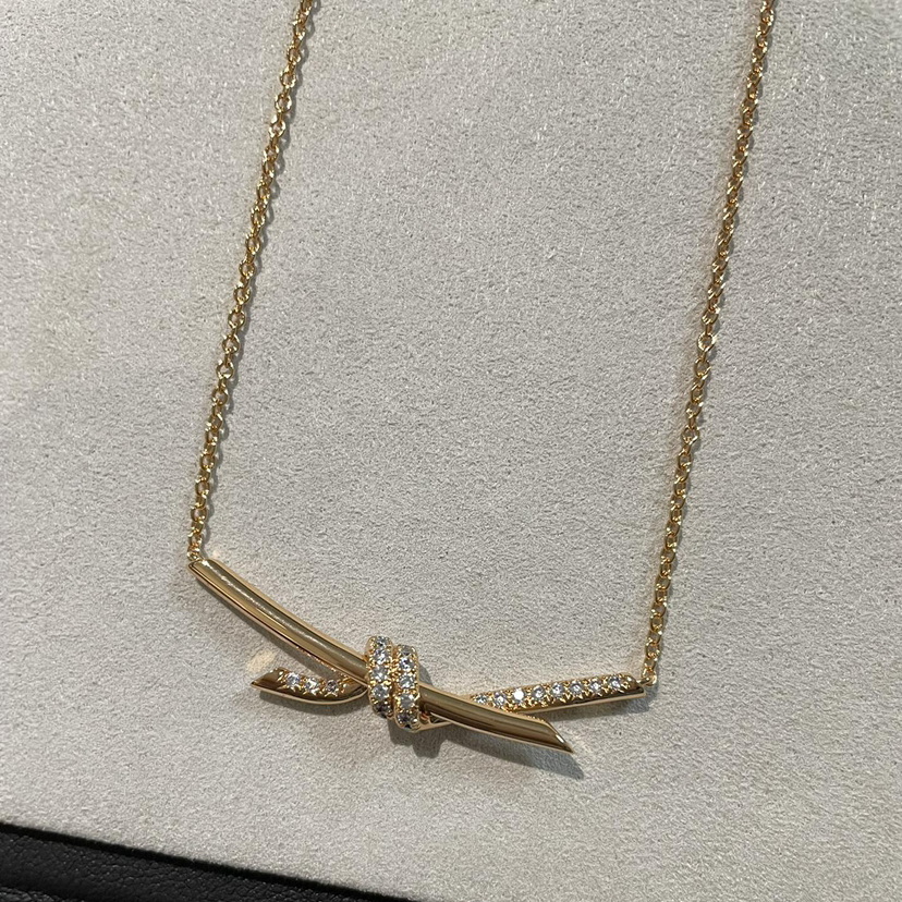 Designer necklace pendant Knot collar gold plated for women TOP quality Stainless steel waterproof wont fade With box 016-1