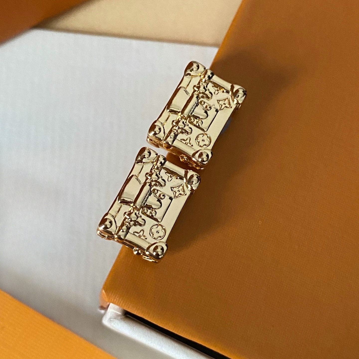 Brass square letter earrings 925 silver needle with diamond earrings Vintage gold stud earings designer accessories