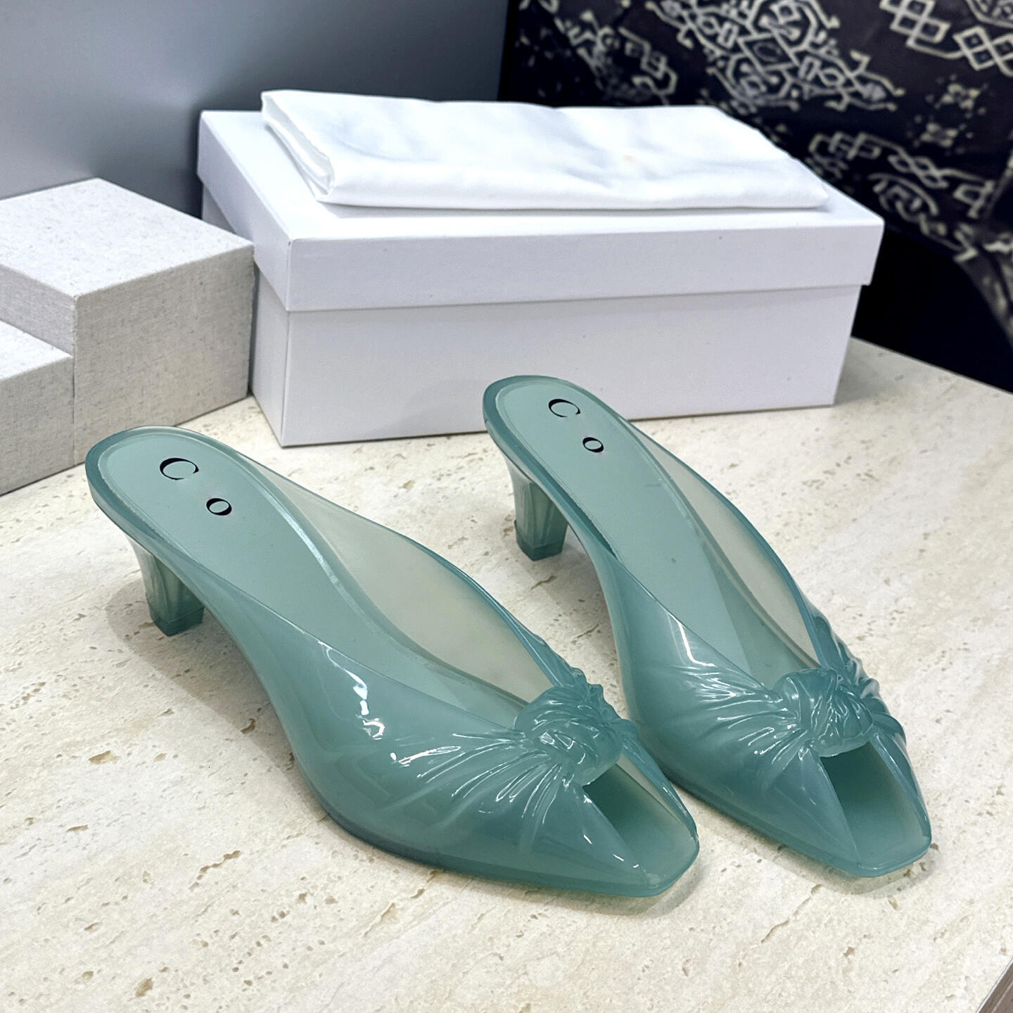 chl Fashion slipper luxurys heels Top quality Jelly PVC Party Wedding Sexy dress Summer sandal Designer Rubber Evening open toe sandale Kitten High