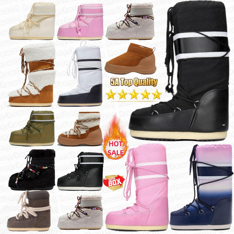Designer Icons Nylon Boot womans Khaki Low Boot Pink Cream Red Whisky Off White Grey Faux Fur Black Beads Moonrise Blue Cognac Fleece Camel Shearlin