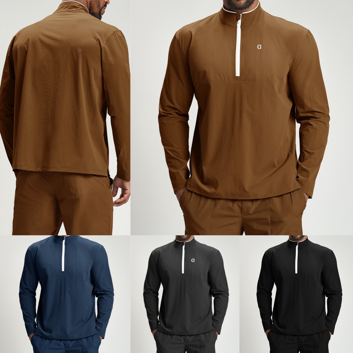 1902AO Veste de sport colorée pour hommes avec manches longues à séchage rapide pour le fitness en plein air, pull à fermeture éclair en tissu re