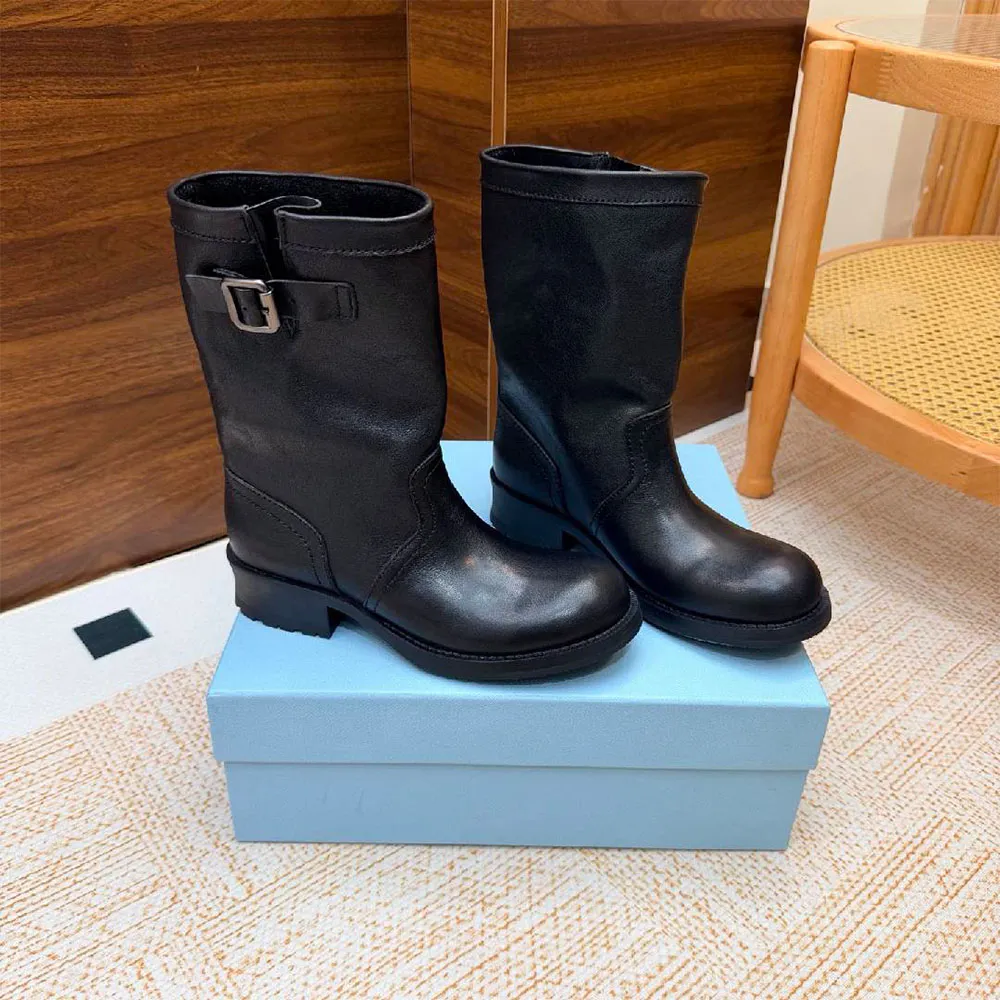 Luxury design boots 2026 New Pleated High Heel Fashion Boots for Women Chunky Heel Plus Size British Style High Shaft Trouser 2315