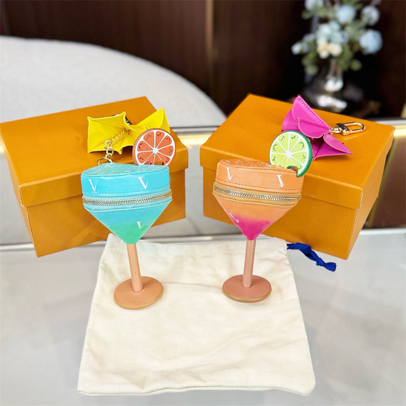 Classic Designer Sunset Pouch Bag Charm Letter Keyring Zinc Alloy Unisex PU Earphone Holders Keychains