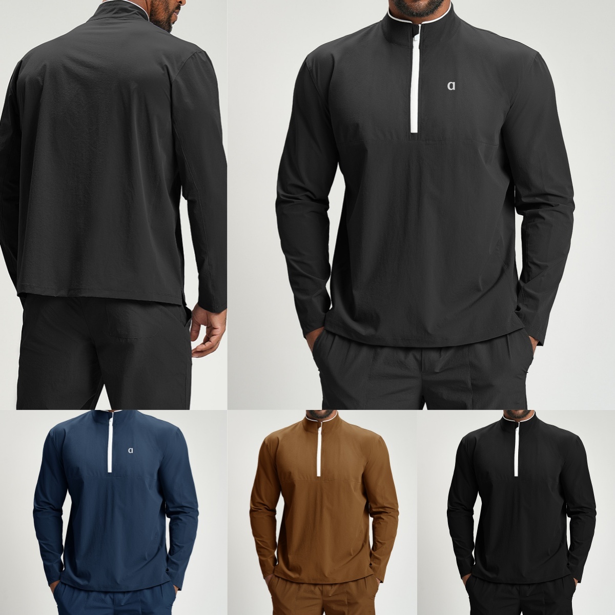 1902A Veste de sport colorée pour hommes avec manches longues à séchage rapide pour le fitness en plein air, pull à fermeture éclair en tissu rec