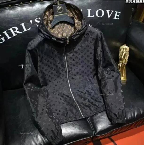 lv Spring men's pluz size windbreaker jacket men's European style jacket top hooded youth casual sun protection outwear jacket top men lvl