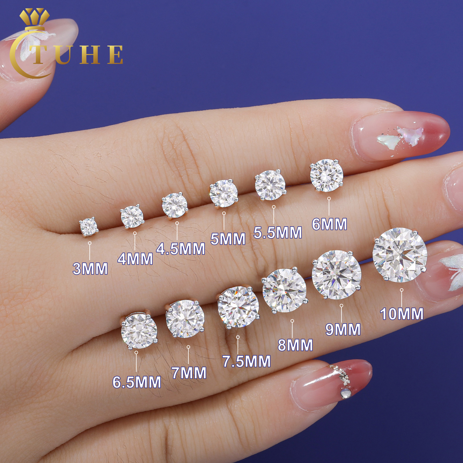 3mm-10mm Classic Mossanite Screw Back Earrings Luxury Jewelry 925 Sterling Silver VVS Moissanite Diamond Ear Stud for Men Women