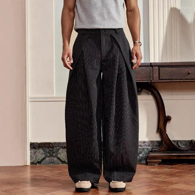 Men' s Suits KIDWHXR Man Suit Pant Korean Striped Pleate