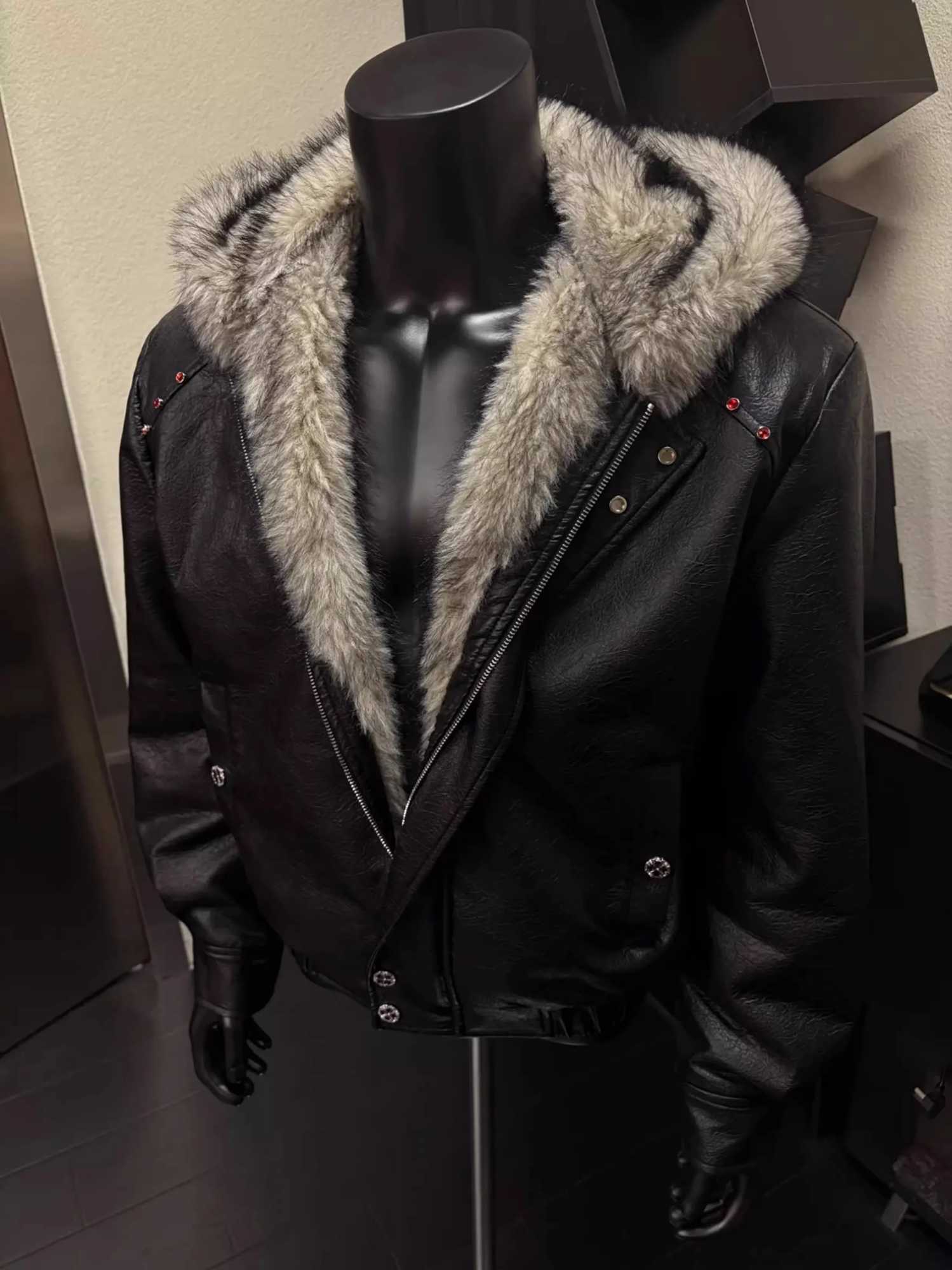 Quality PU Faux Good Fur Jacket Winter Man Woman Vintage Casual Thicken Warm Leather Coat Outerwear D260902 15