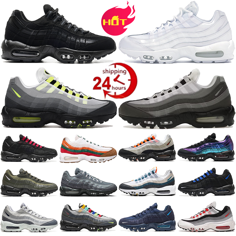Avec boîte 95s chaussures de course hommes femmes concepteur 95 OG baskets néon triple noir métallisé or avec Gutta vert gris foncé hommes femmes