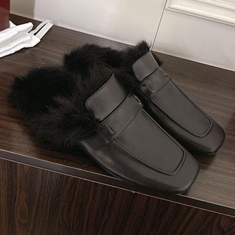 Hommes Femmes Mules Casanova élégantes à bout carré Lady Décoration emblématique métallique Semelle en cuir Mules plates Intemporelles Mules chic