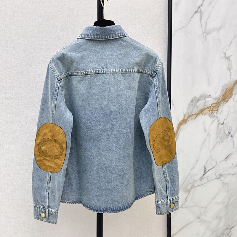 Designer Suede Patchwork Denim Jacket Women Vintage Washed Jean Coat Spring Autumn Casual Versatile Long Sleeve Lapel Jackets