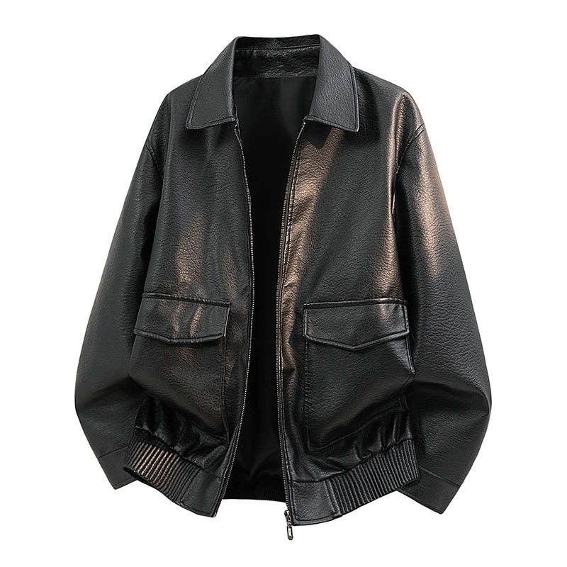 High Quality PU Leather Jacket Men's Retro Workwear Style Street Minimalist Motorcycle Fashionable 260902