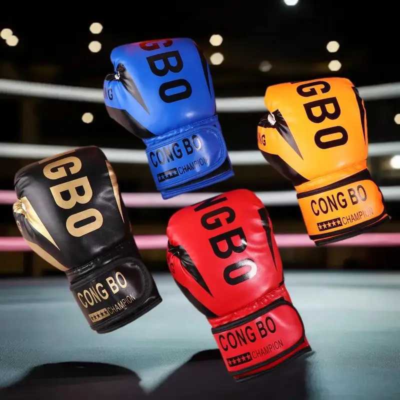 Protective Gear PU Leather Kids Breathable Muay Thai Punching Karate Training Gloves Kids 6oz Professional Boxing Training Sparring Gloves Q2609231