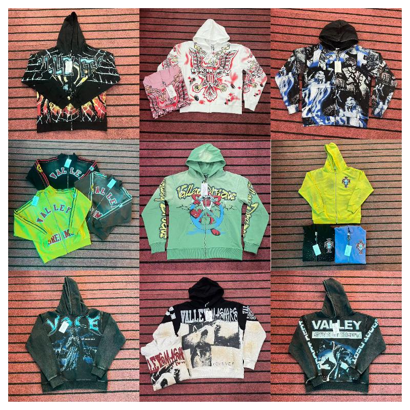 Letter Print Zip Up Hoodie Oversized Unisex Fleece Jacket Casual High Street Autumn Winter Coat Crew-neck sweater Hooded sweatshirt
