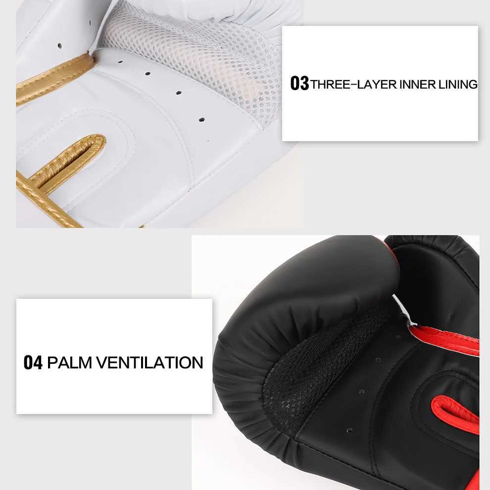 Protective Gear 6oz 8oz 10oz 12oz Boxing Gloves Breathable Professional Boxing Gloves Taekwondo Muay Thai Training Combat Gloves MMA Adult Kid Q2609