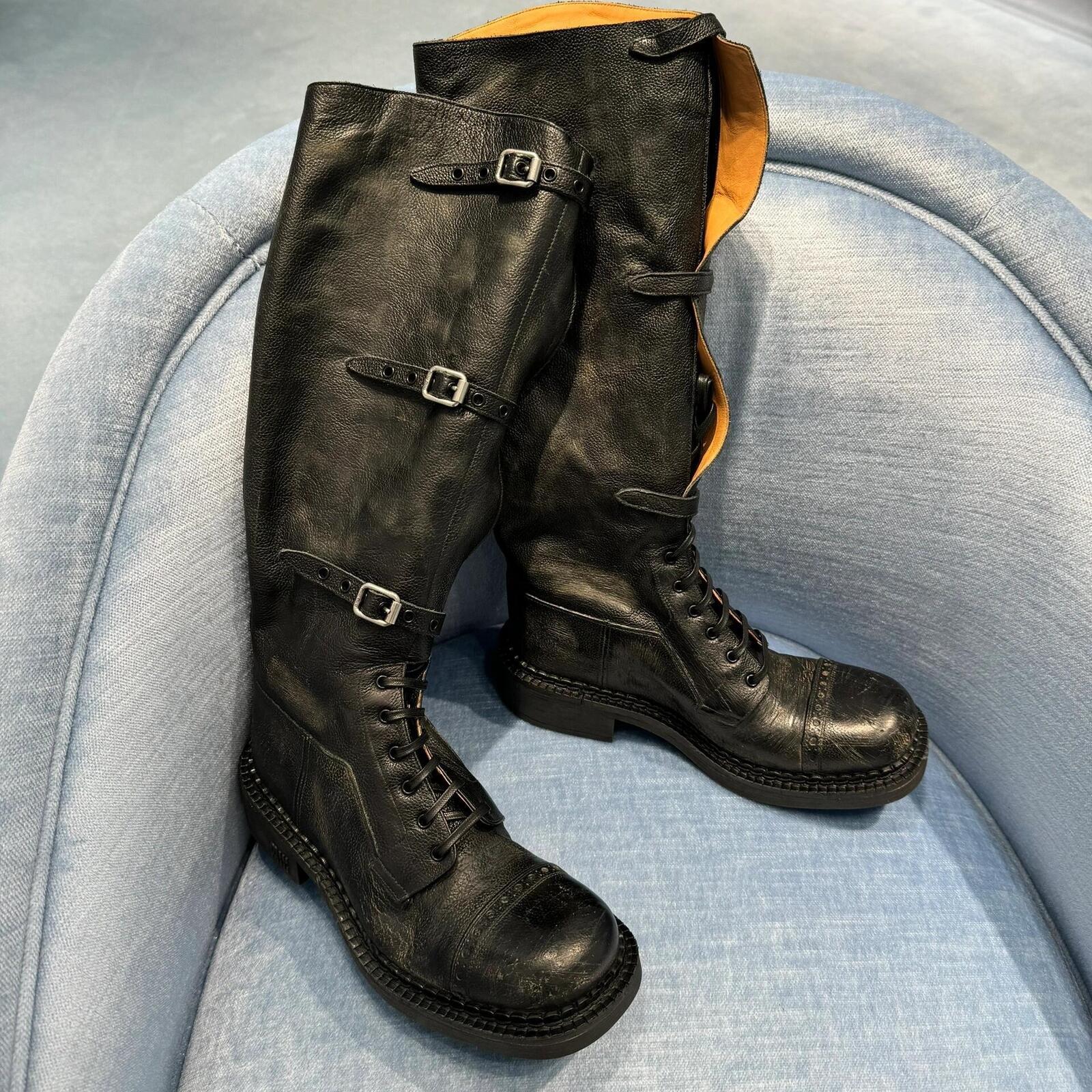 Combat Boot Designer Luxury Shoe boots Female Leather Lace Tall Calf Punk Gothic Motorcycle Street Wear Fashion Trendy Model New Quality Zipper Meta