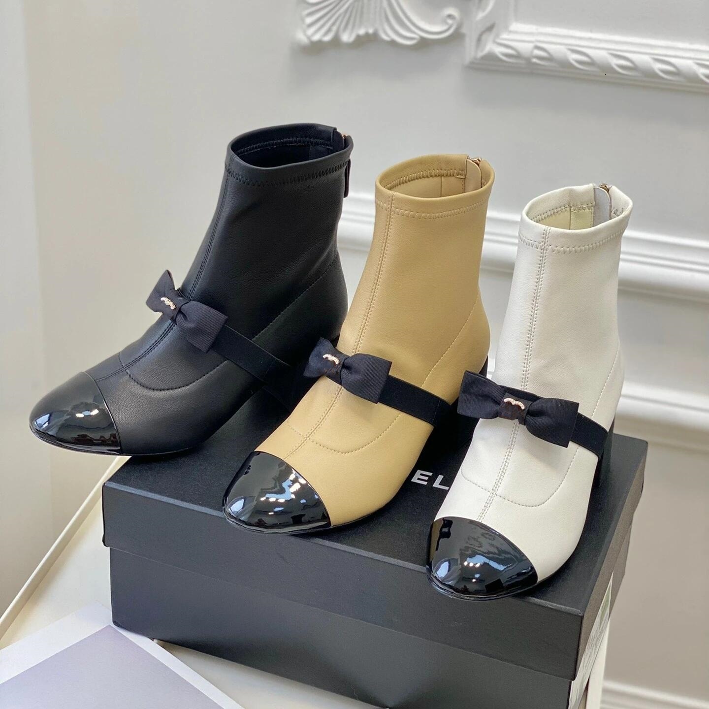 Designer Shoe Luxury Booties Female Metallic Rhinestone Crystal Black Stiletto Heel Short Calf Zipper Club Night Street Boots Wear Trendy Fashion Sa